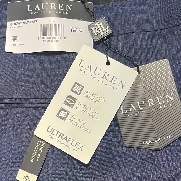 LAUREN by Ralph Lauren Men's Classic Fit Ultra Flex Stretch Flat Front Suit Pant - Picture 8 of 9